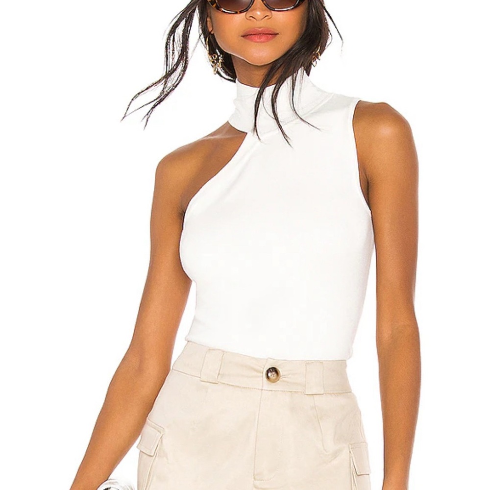 Superdown White Asymmetrical Tank Top